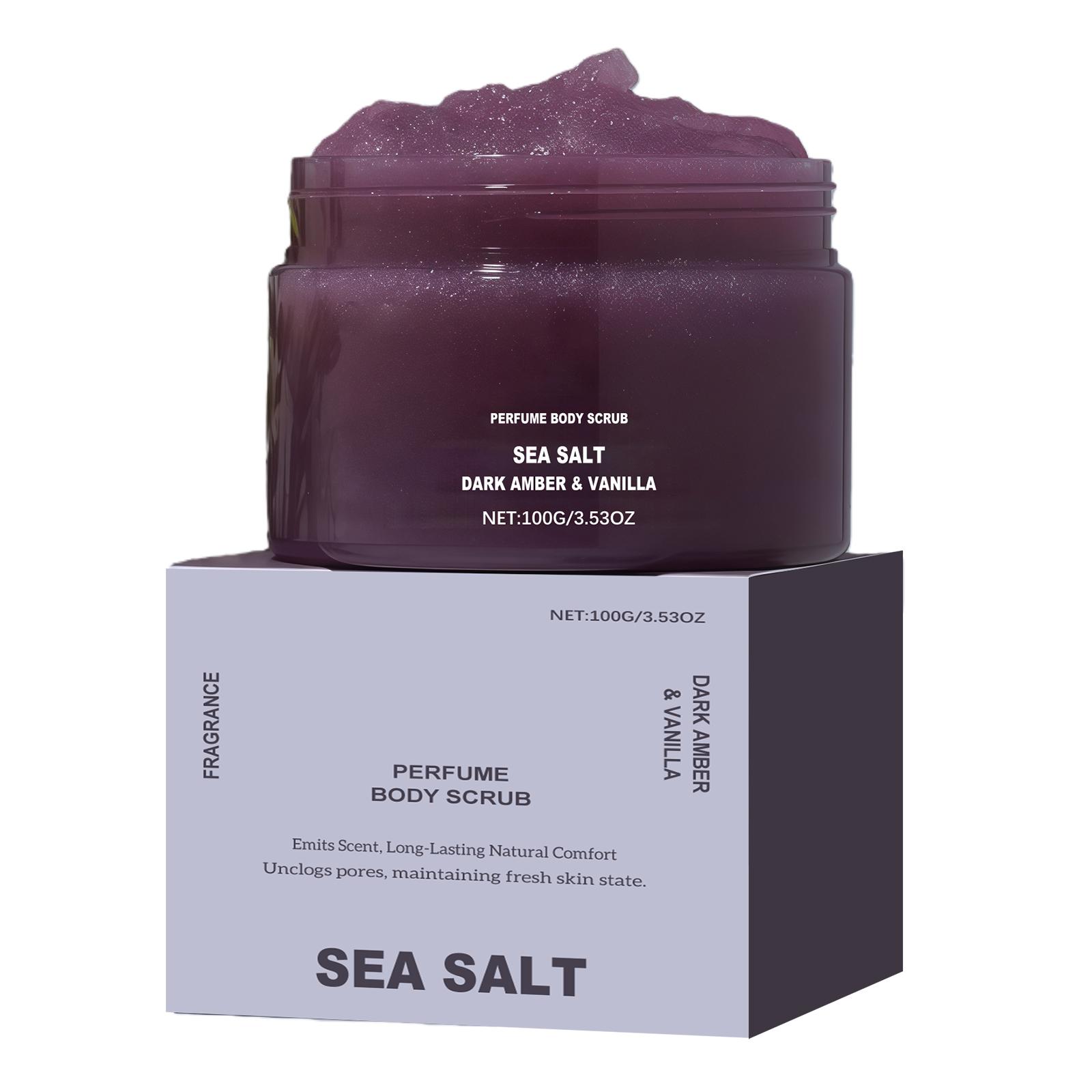 Парфюмированный скраб для тела Увлажняющий Разглаживающий кожу Натуральный Отшелушивающий Соль Роза Коралл Янтарь Ваниль Аромат Увлажняющий Очищающий Кожу 100g