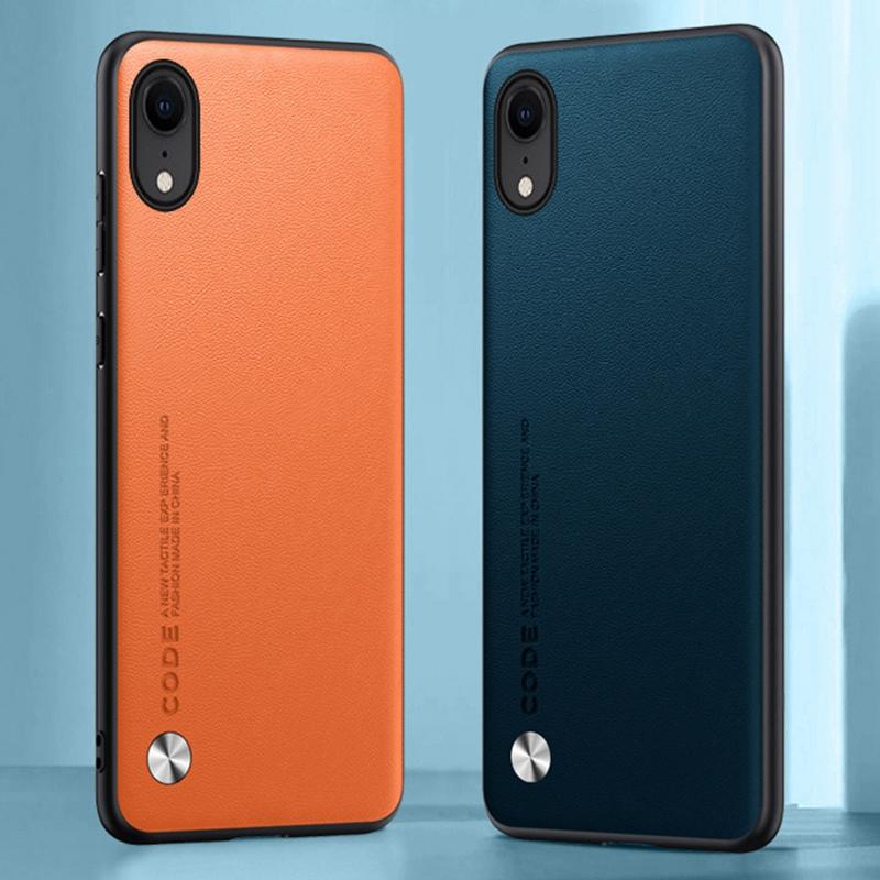 Lyxigt PU-läderfodral för iPhone XR Baksida Matt TPU Silikon Stötsäkert Fullständigt Skydd Telefonfodral för iPhoneXR Coque