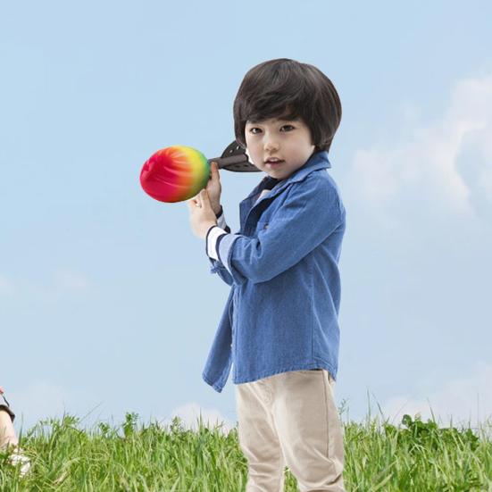 Sport Rocket Toy Portable Rainbow Color High Elasticity Flying Rocket Throwing Football for Kids