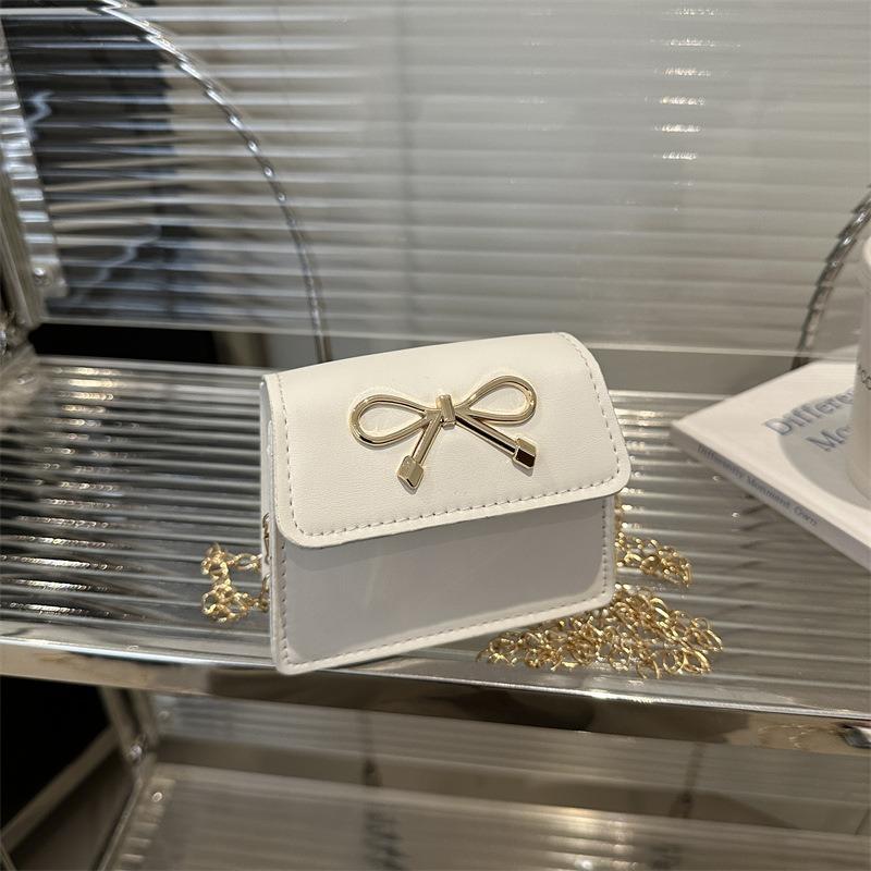 Beautiful exquisite mini square bag summer new solid color bow chain shoulder messenger bag women