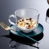 Glass Breakfast Cup with Lid and Handle for Oats, Yogurt, Milk, Coffee - Large Capacity, Transparent