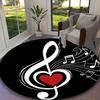 1pc Music Note and Heart Printed Chair Rug for Home Office Use, Living Room Kitchen Game Room Round Carpet