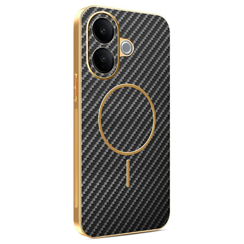 

For vivo V60 Lite 4G/5G Phone Case Carbon Fiber Textured Electroplated TPU Back Cover
