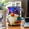 Coffee Cup 3D Gnome Book Hand-painted Ceramic Drinking Mug Fun Tea Cup for Family Friends Beverages Birthdays Home Indoor Travel