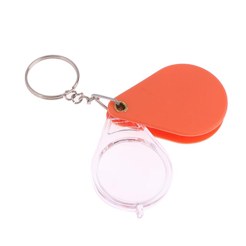 Portable Orange High-Definition Magnifying Lens For Old People Pocket Magnifying Glass Small Handheld Folding Keychain Magnifier
