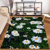 "White Daisy Floral Pattern Carpet with Green Grass Background Design" Suitable for Use As an Anti-slip for Living Room Bedroom Sofas