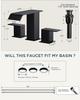 Bathroom 3 Holes Waterfall Basin Faucet, 2 Handles Cold Hot Water Mixers Sink Tap Black/Chrome