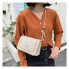 Damska jednokolorowa torba na ramię z klamrą blokującą, mała, kwadratowa, torba na ramię, torba na ramię z PU, regulowany pasek na łańcuszek