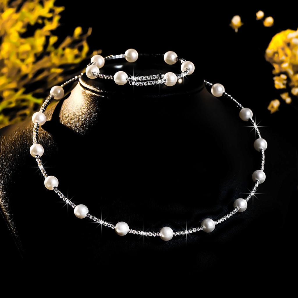 Conjunto de Colar e Brincos de Diamante de Luxo Acessórios para Festa Vestido de Casamento Jantar Corrente de Colar e Brincos de Strass da Moda para Meninas