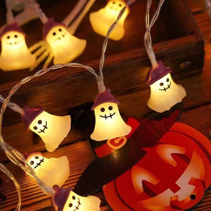 Colorful Halloween Pumpkin Bat Ghost String Lights for Spooky Decor