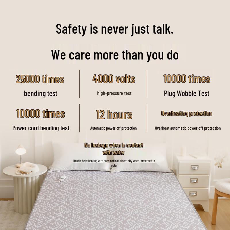 Qindao Dual Control Double Electric Blanket with Auto Shut-off CN Plug (adapter Included)