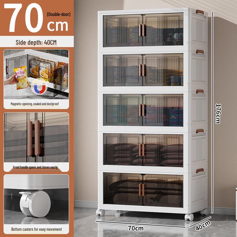 Movable Bedroom & Living Room Storage Cabinet: Folding Wardrobe & Plastic Organizer Shelving Unit