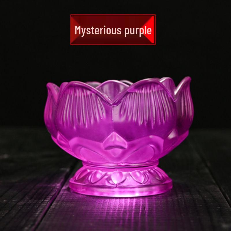 Colorful Lotus Crystal Glass Ghee Lamp Holder for Buddha Offering