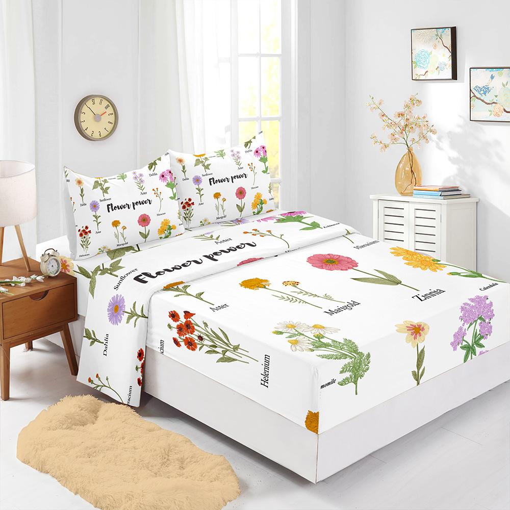 

Four-Piece Mattress Set 3D Digital Printing Mattress Protective Cover Specimen Butterfly Mattress (90cm * 190cm * 40cm) Pillowcase * 1