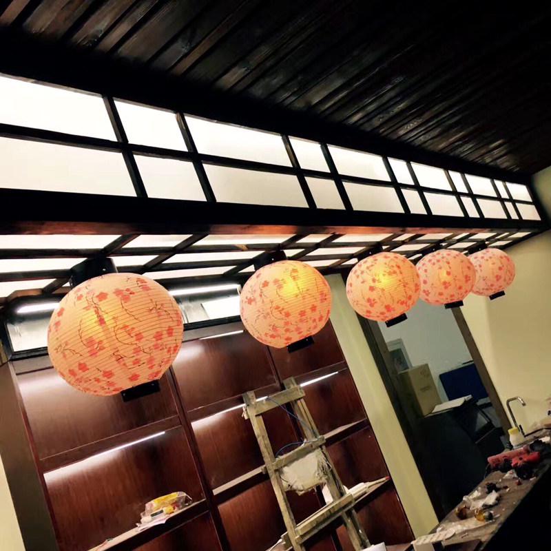 Japanese Plum Blossom Paper Lantern: Mid-Autumn Chochin Style Sushi Restaurant Decor
