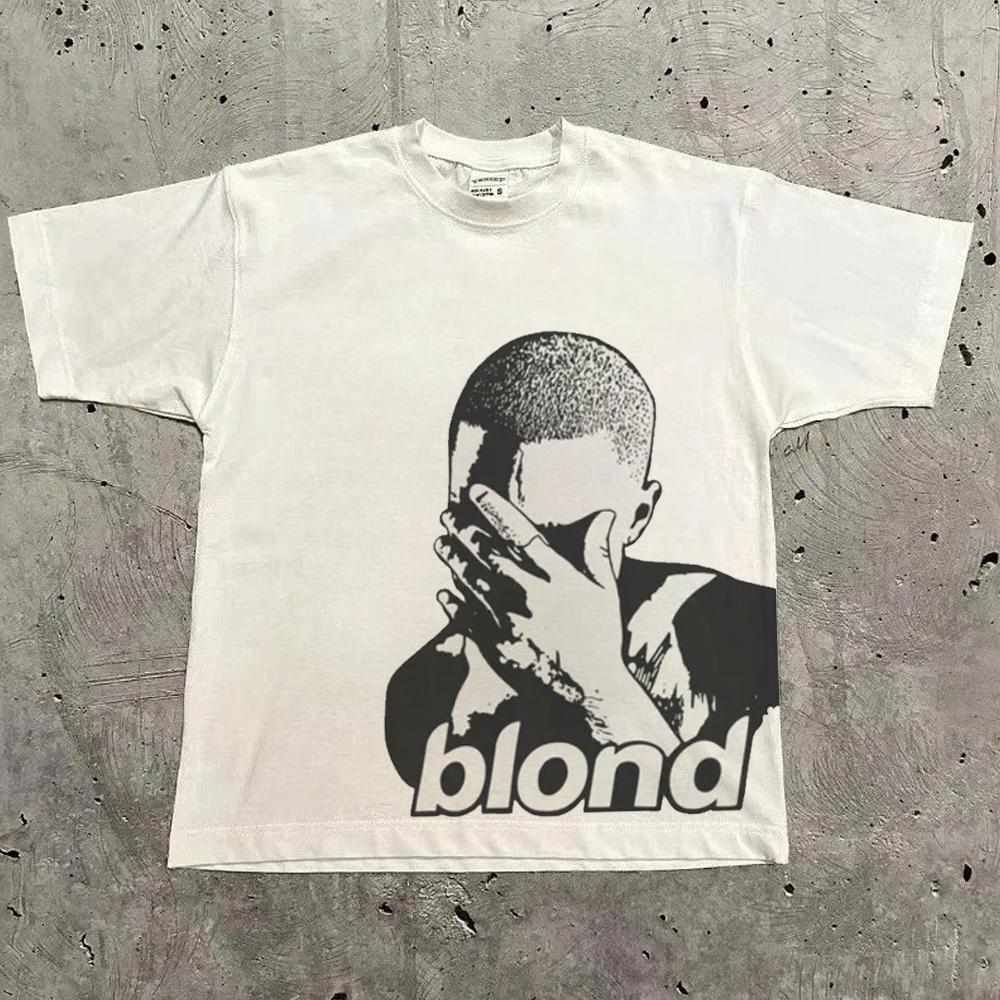 Rapper Frank Retro Graphic T Shirt Men's Hip Hop Ocean Album Clothing T-Shirts Y2k Unisex Blond Fashion Oversized Cotton T-shirt