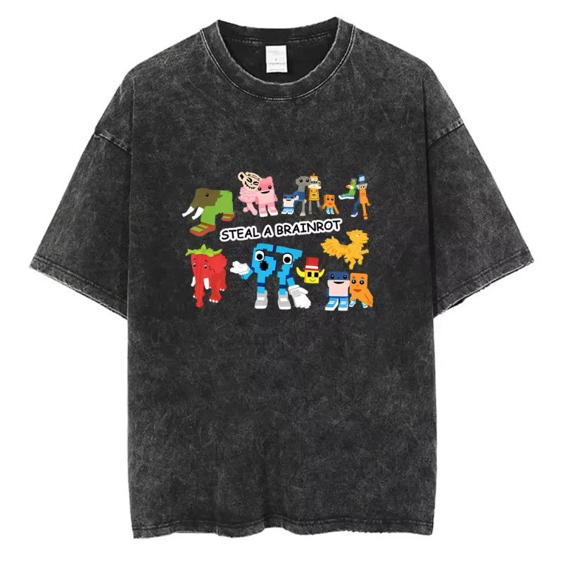 Italian Brainrot Funny Meme Washed Vintage T-shirt Six Seven 67 Number Tshirt Men Women Casual Fashion Oversized Crewneck Tees