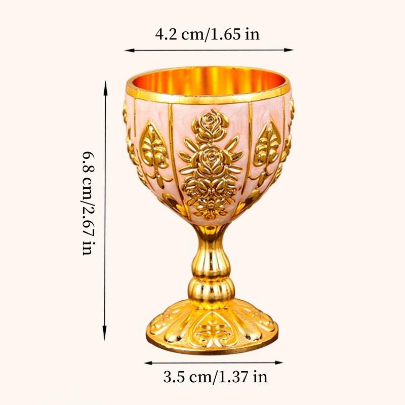 Wine Glass, Carved Mini Spirit Vodka Cup, Vintage Alloy Portable White Wine Goblet, Creative Wedding Party Decoration, 30ml,1pcs