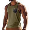 Men's Sport Sleeveless T-shirt Breathable Slim Undershirt Pocket Top Vest