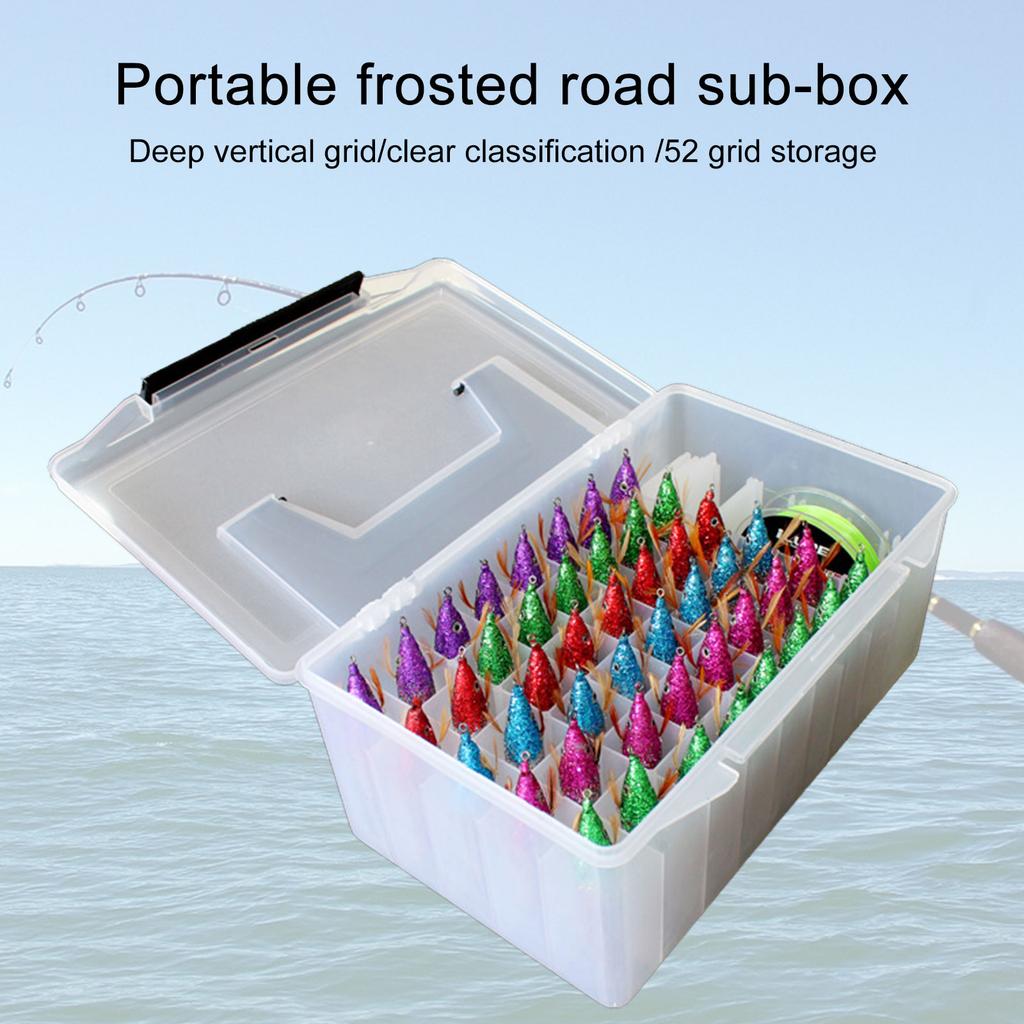 Bärbar Fiskelåda 52 Fack Fisketillbehörslåda Förvaringsorganisatörer Bläckfiskjigg Hårda Beten Verktygsväska Fiske Fodrad Låda