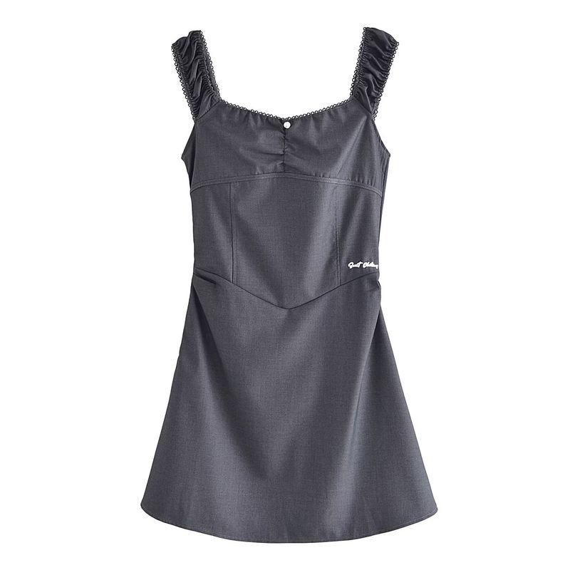 

Women s New Fashion Wind A- line Stereo Dress Dark gray L