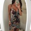 Fashion Summer Floral Dress Women Sexy Print Dress Backless Bodycon Slip Dress