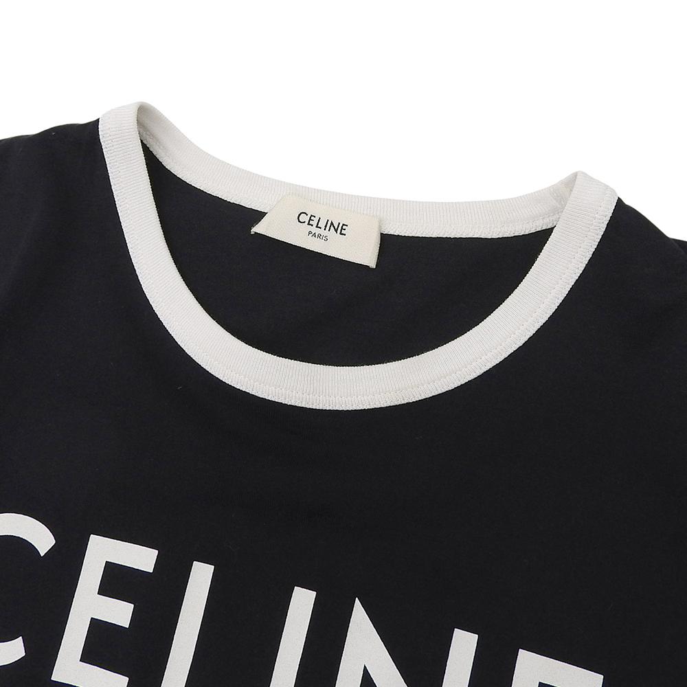 Celine Excellent Condition CELINE PARIS Cotton Ringer T-shirt, Women's, Black and White, Size XS, 2X872671Q.38W Tops XS Black WhiteUsed