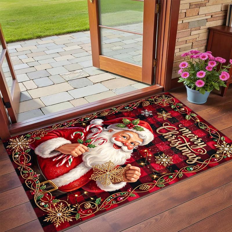 Christmas Printed Square Area Rug Soft Non Slip Floor Carpet For Bedroom Holiday Gift