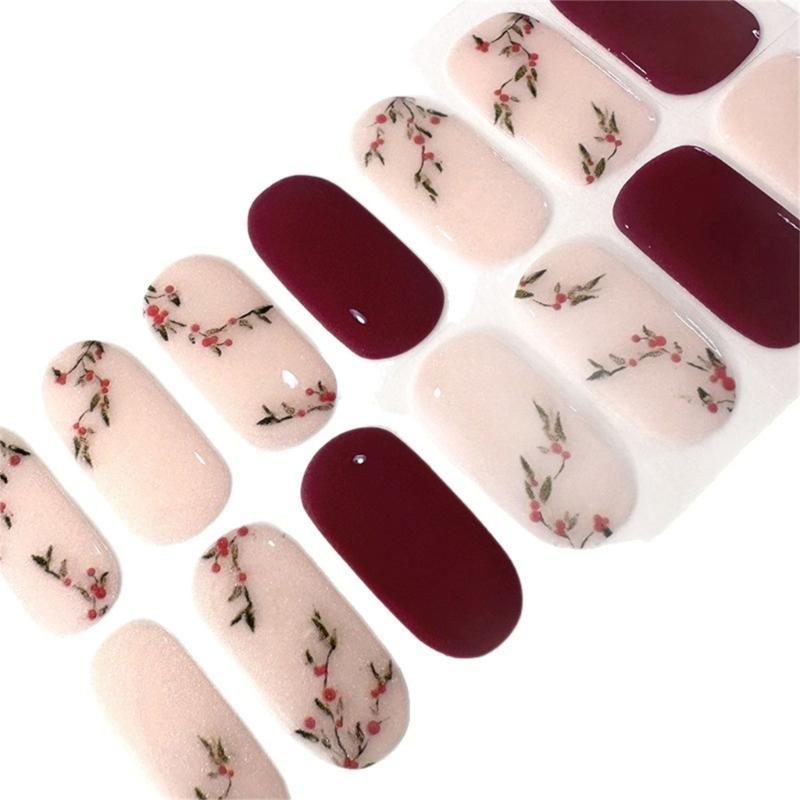 Gel Nail Stickers Semi Cured Gel Nail Art Decals With Quick Drying Technology For Long Lasting Salon Home Manicure
