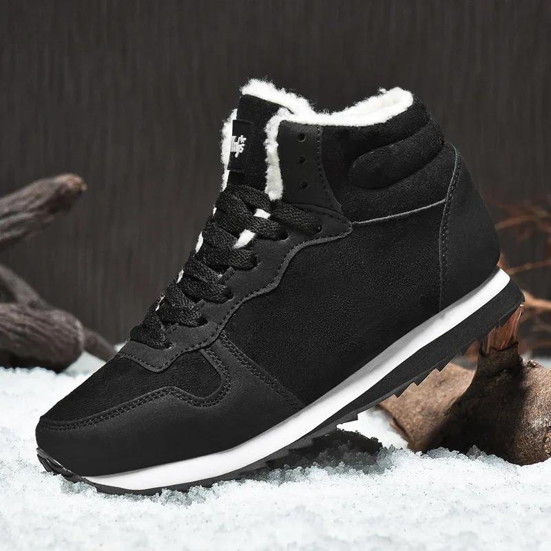 Men's Warm Ankle Boots Casual Winter Anti Slip Comfortable Fashion Sneakers Plush Heated Anti Slip Platform Winter Snow Boots