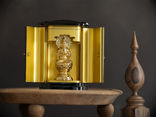 Buddhistische Statue, Seishi Bodhisattva (reines Gold plattiert), in einem PC-Gehäuse. Bildhauer: Keishu Watanabe. Originalmodell (geboren im Jahr des Pferdes). Zo