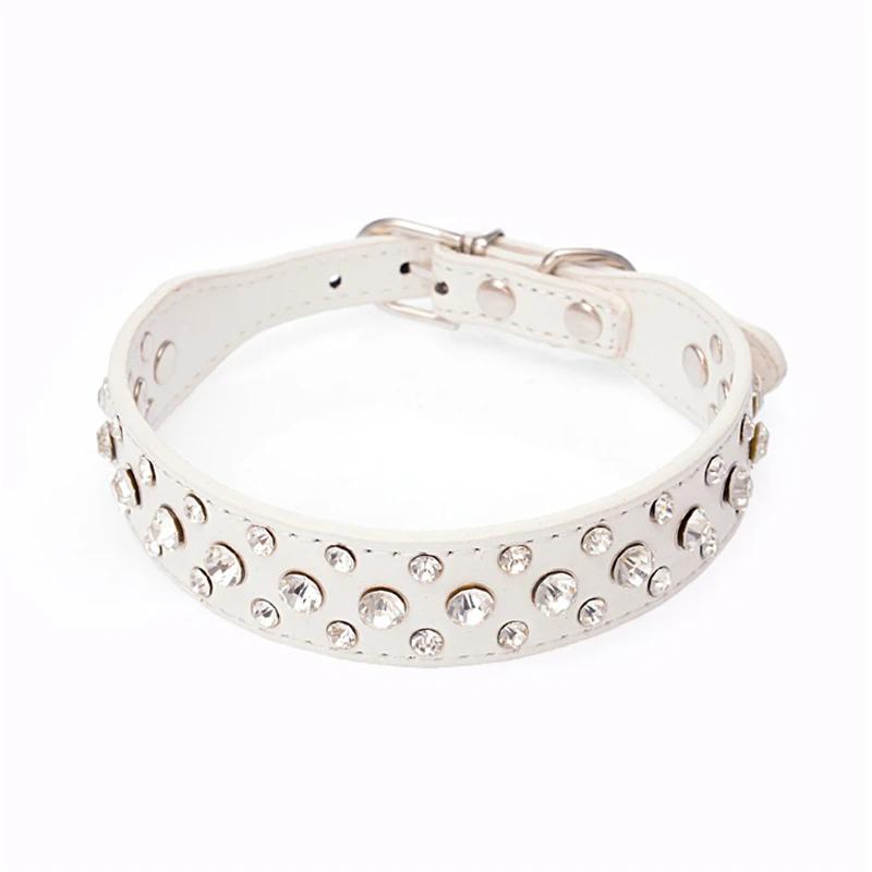 Adjustable Rhinestone Studded PU Leather Dog Collar for Small Medium Large Dogs Cats Anti-Bite Pet Neck Ring Pet Supplies
