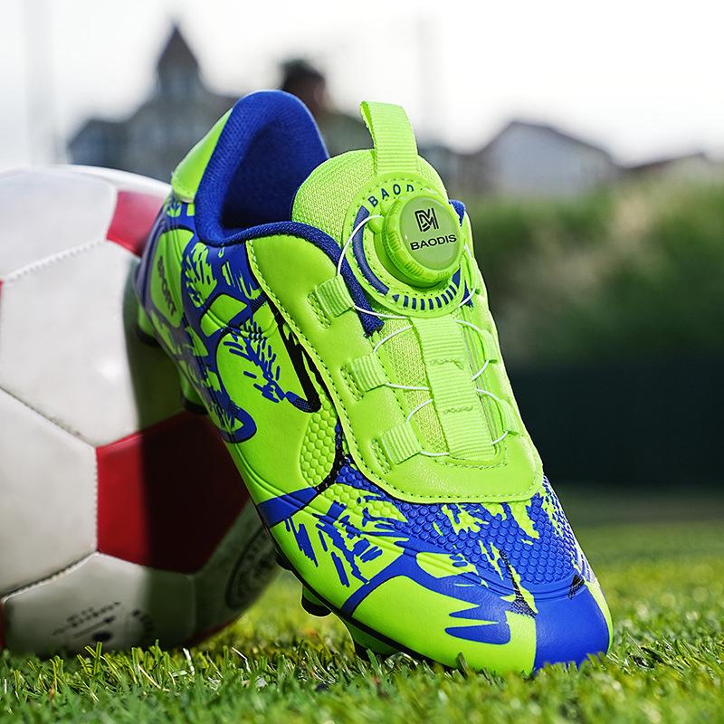 Kids' Boys TF Soccer Cleats - Wear-Resistant, Studded, Rotating Buckle for Outdoor Training