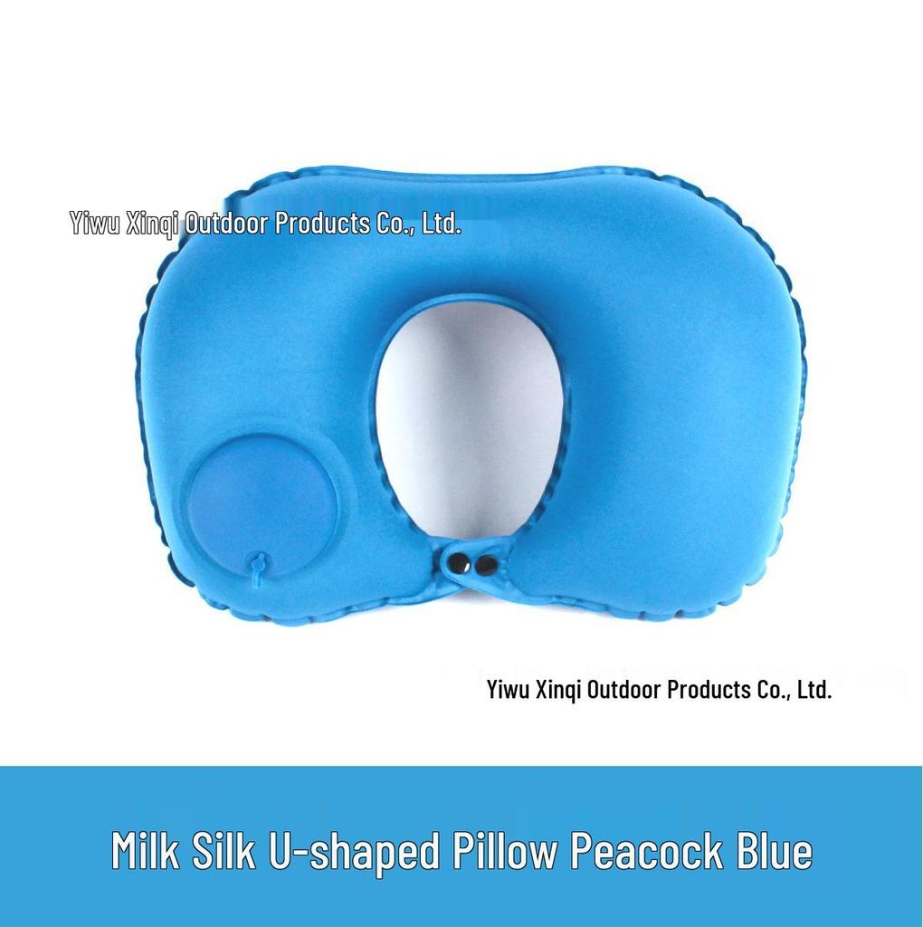 Inflatable U-Shaped Velvet Neck Pillow - Travel Essential, Foldable & Portable
