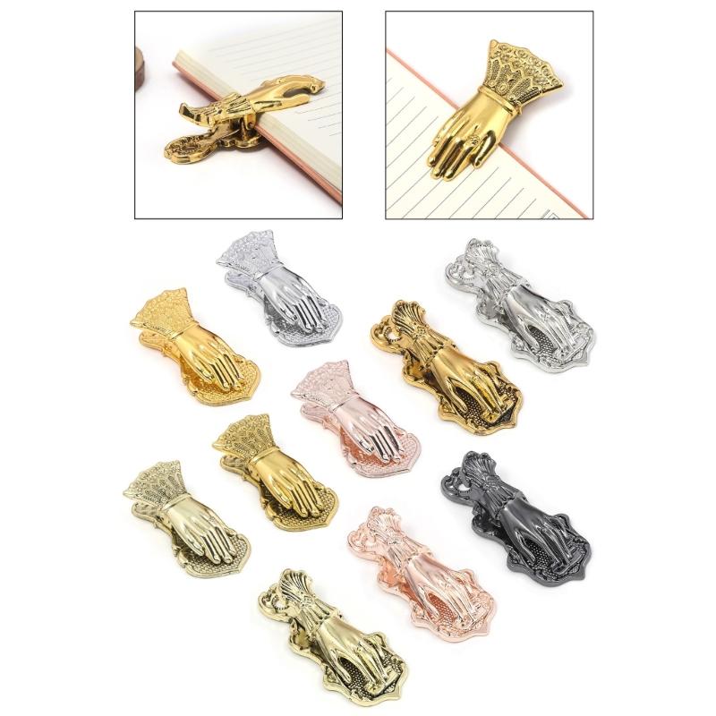 Vintage Bookmarks Hand Shape Metal Bookmarks Page Holder Clip Decorative Paper Clip for Reading Scrapbooking Journaling