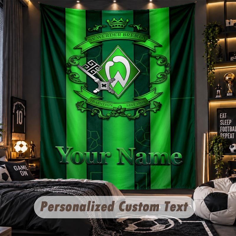 TapestryWerder Bremen FC Custom Name Text Personalized Wall Hanging Tapestry Home Wall Decor