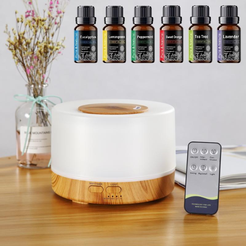 Smart Aromatherapy Kit for Home/Bedroom  500ML Diffuser with Humidifying Function, Remote Control & Mood Lighting (Includes 6 Th