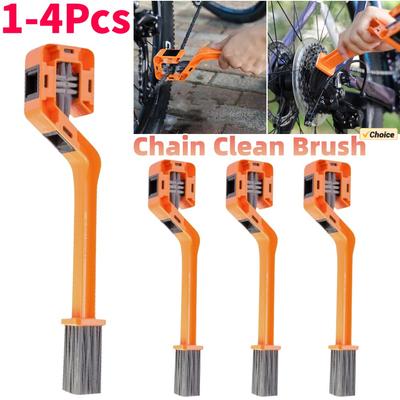 1-4Pcs Bicycle Chain Clean Brush Double Head Motorcycle Chain Cleaning Brush Multifunction Portable for Motorcycle Bicycle