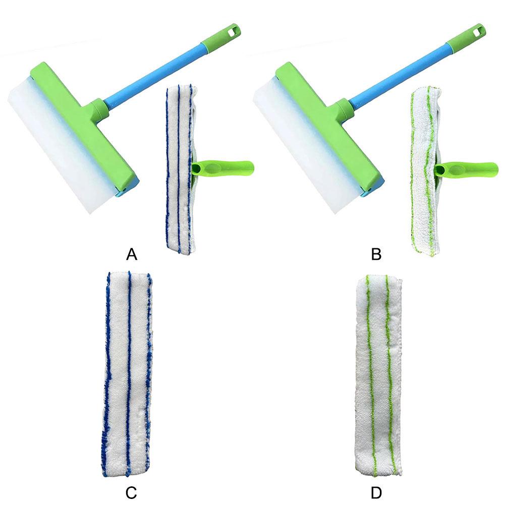 12-Inch Silicone Window Squeegee Kit Single Ultrafine Fiber Cloth Cover Reusable Car Cleaning Tool Glass Cleaning Mop Gadget