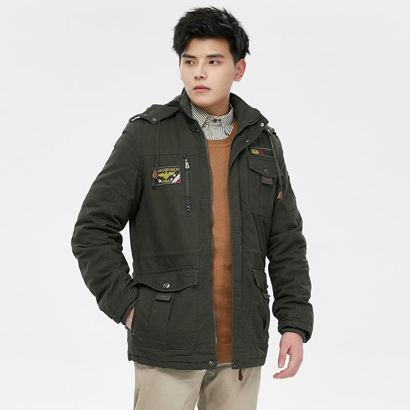Men's Workwear, Cotton Clothing, Washed Jacket, Men's Cotton Clothing with Added Fleece, Thickened Warm Cotton Clothing, Jacket
