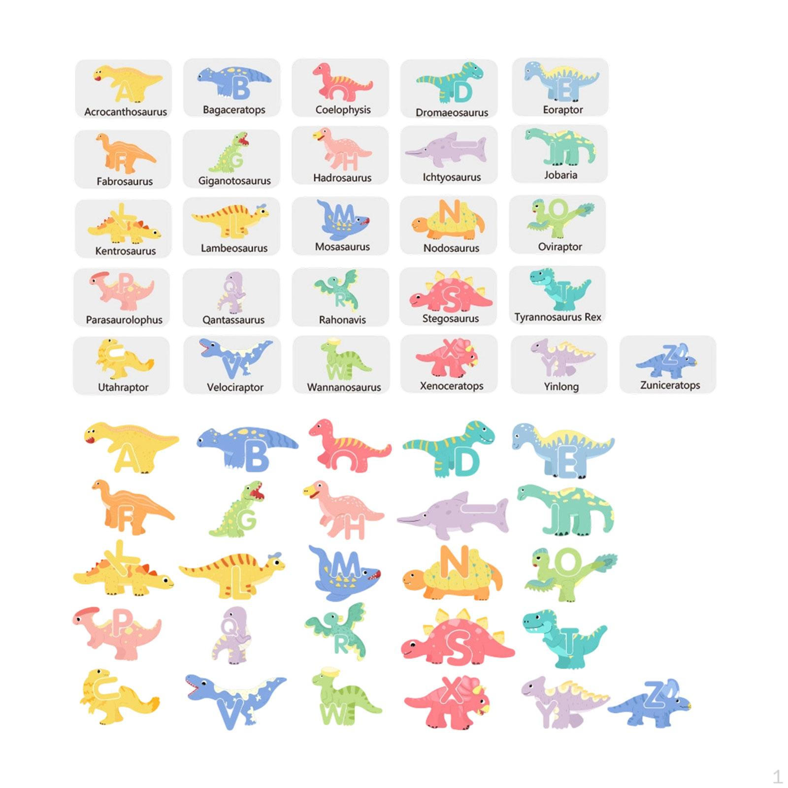 

Wooden Alphabet Animal Puzzles Abc Cute Dinosaur Shape Preschool Learning