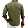 Men's Linen Washed And Creased Long-sleeved Shirt - Breathable Shirt