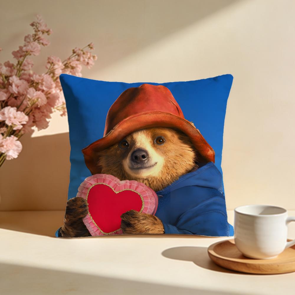 Fashion PPaddington Beariou Cushion Cover Stylish Washable Pillow Cover Ideal for Couch Bedroom Car Decoration