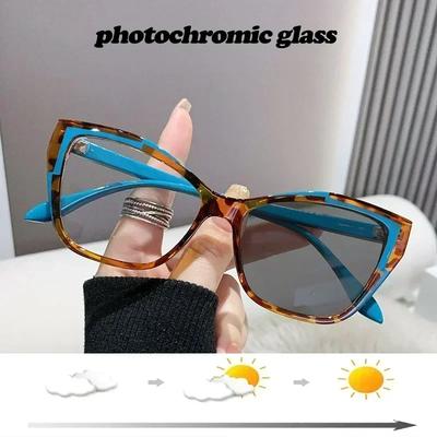 Photochrome Blaulichtfilterbrille Cat-Eye-Brille Damen Vintage Blaulichtresistenter Brillenrahmen Chamäleon-Brille