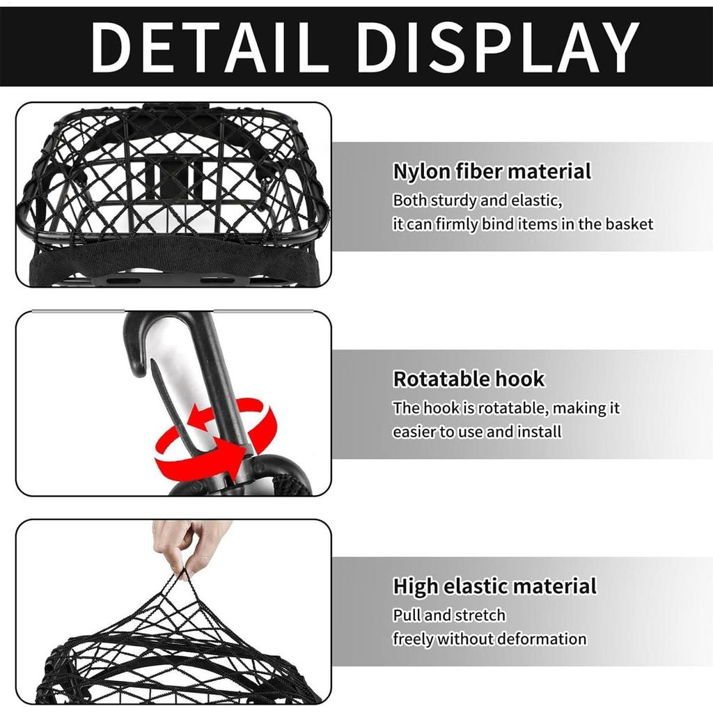 Elastic Cargo Net for Motorcycle Bicycle Scooter, Heavy Duty Mesh Storage Net for Helmet Luggage Tie Down On E-Vehicles Cart