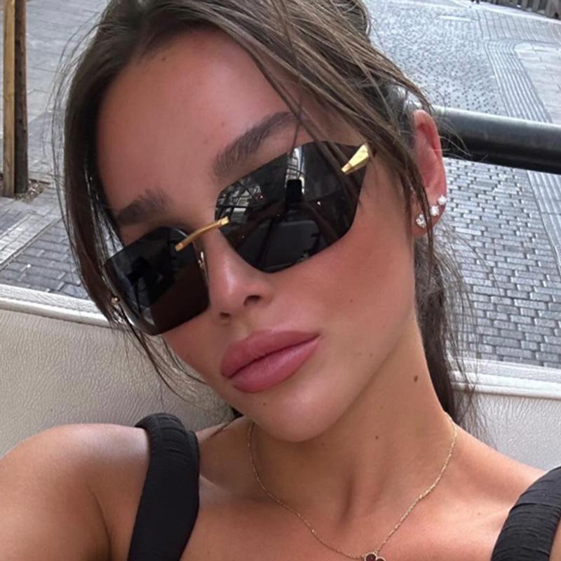 European American Style Sunglass Women Fashion Rimless Stylish Y2K Sun Glasses for Women Men Sunglass