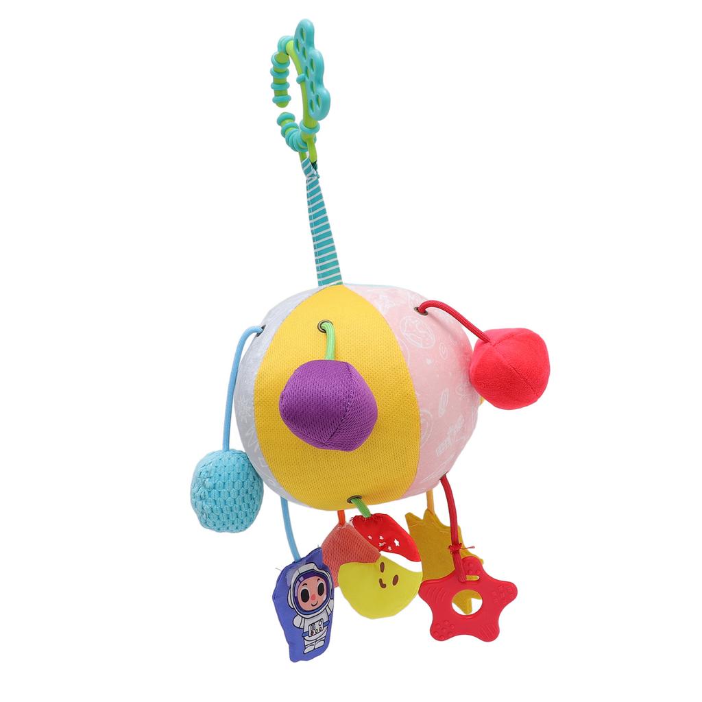 Baby Sensory Toy Grab Ball Rattle Geometric Pattern Cloth Ball Cartoon Hanging Toy for Baby Bed and