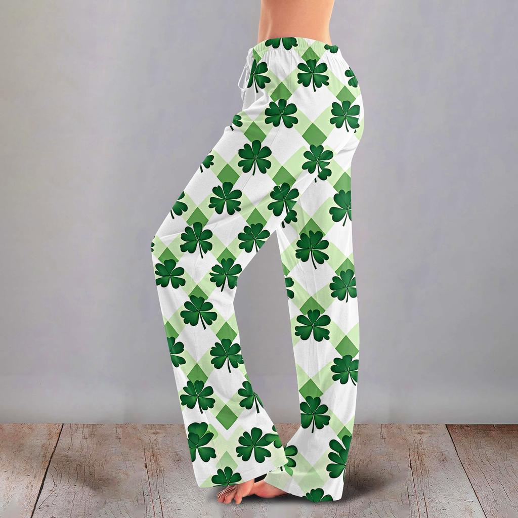 Women's Casual Fashion Comfort Pajama Pants Print Drawstring Pants Full Length Long