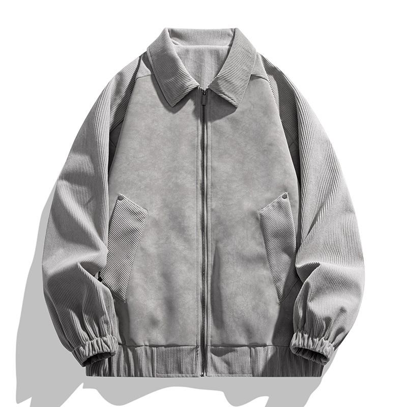 

Casual Jacket Men s Solid Color Loose Outdoor Stand Up Collar Sports Top Windproof and Waterproof Jacket XXXXL сірий