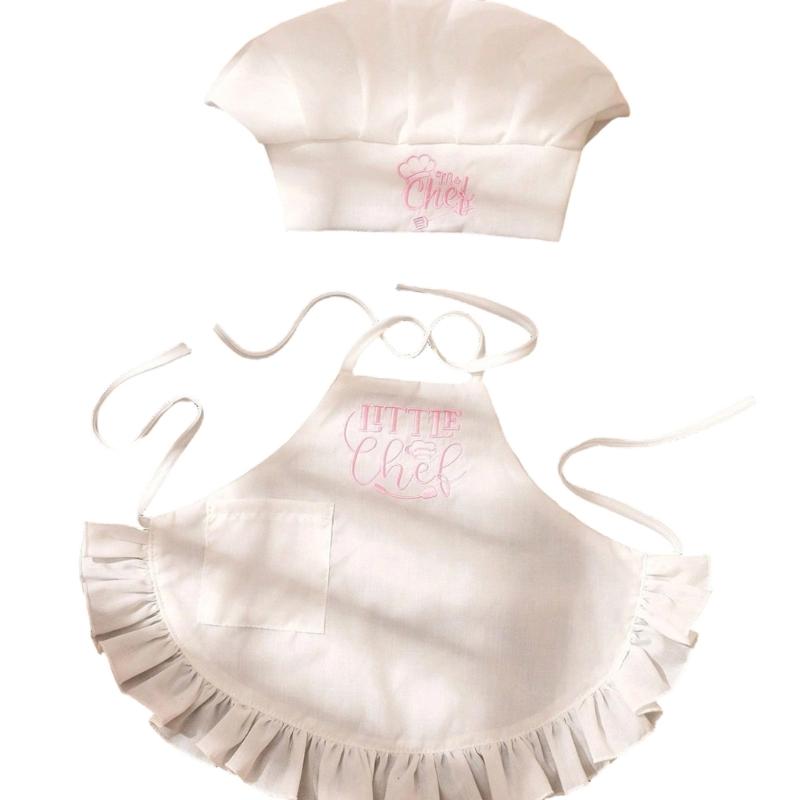 Infant Cook Photography Props Set Apron And Hat Polyester Costume For Newborns Ideal For Baby Photos Taking